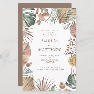 Budget Rustique Boho Green Mariage Invitation
