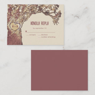 BUDGET Rustique Carved Heart Tree Wedding Carte RS