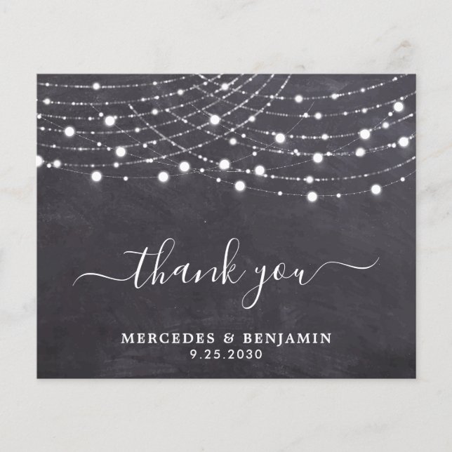 Budget Rustique Chalkboard Chaîne Lumières Merci (Devant)