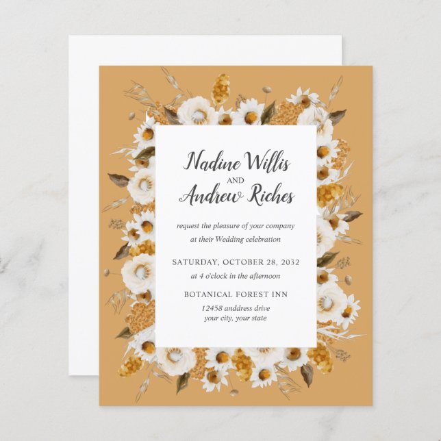 Budget rustique Chamomile Mimosa cadre Mariage (Devant / Derrière)