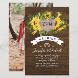 BUDGET Rustique Coeur PHOTO Faire-Part de Mariage