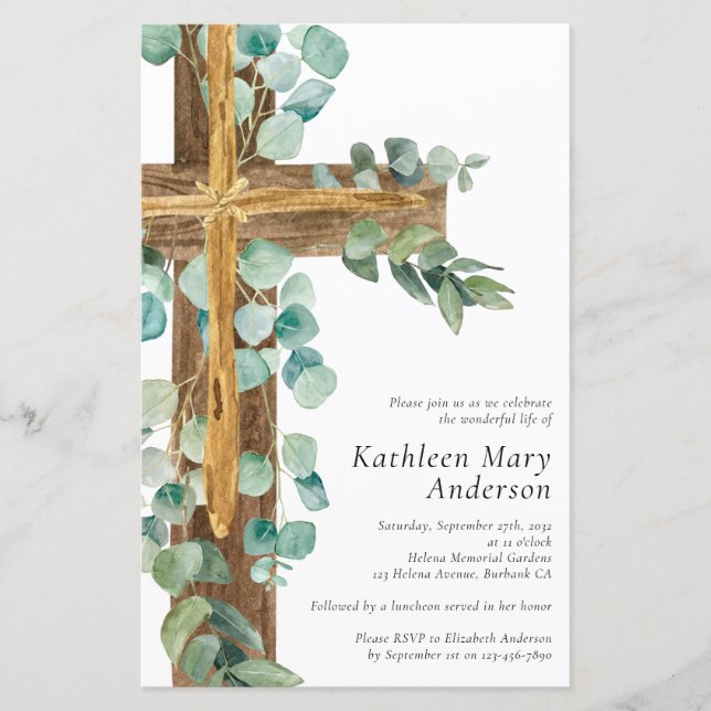 Budget Rustique Eucalyptus Cross Memorial Invitati (Devant)
