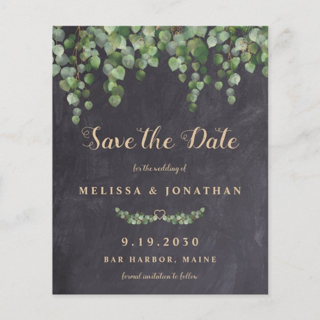 Budget Rustique Eucalyptus Enregistrer la date Car (Devant)