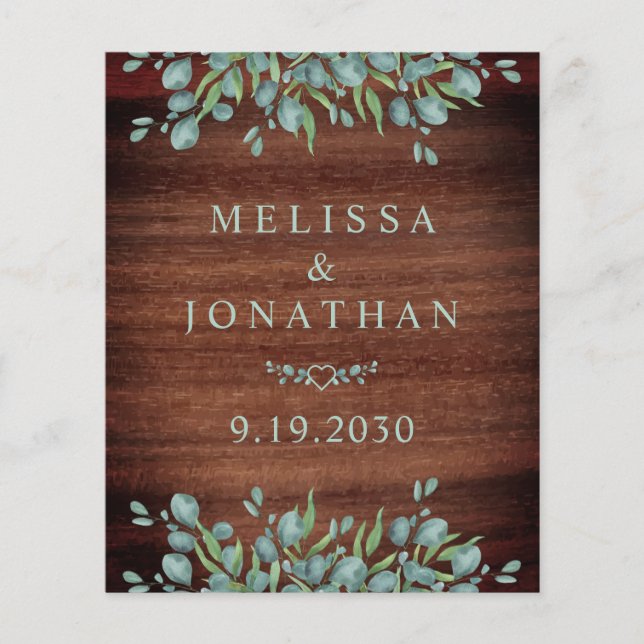 Budget Rustique Eucalyptus QR Code Mariage Invitat (Devant)