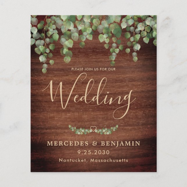 Budget Rustique Eucalyptus QR Code Mariage Invitat (Devant)