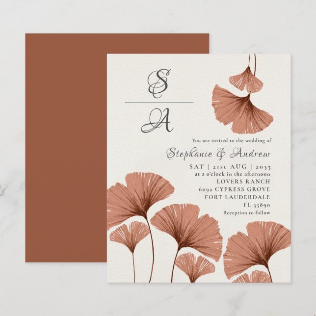 Budget Rustique Feuilles de Ginkgo en Terracotta M (Devant / Derrière)