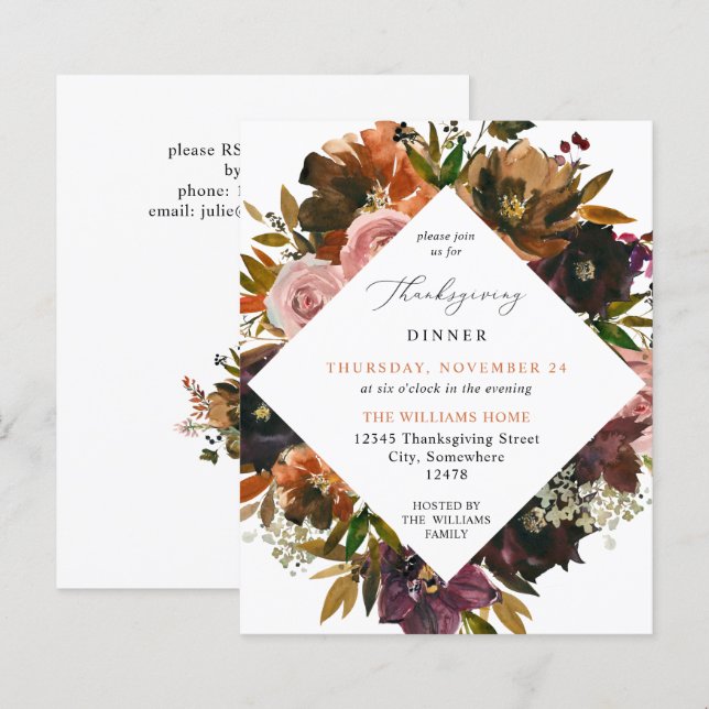 Budget Rustique Fleurs d'Automne en Or pour la fêt (Devant / Derrière)