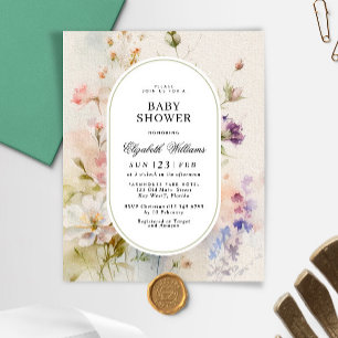 Budget Rustique Fleurs sauvages Baby shower Invita