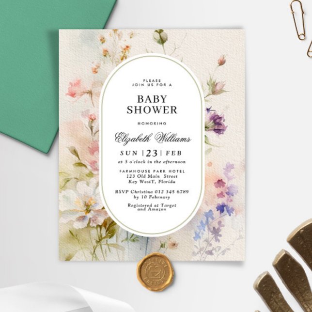 Budget Rustique Fleurs sauvages Baby shower Invita (Créateur téléchargé)