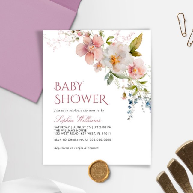 Budget Rustique Fleurs sauvages Baby shower Invita (Créateur téléchargé)