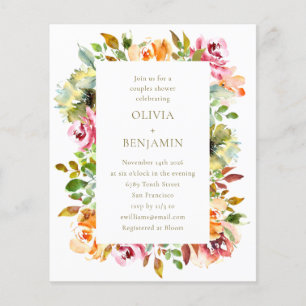 Budget Rustique Floral Couples Douche Invitation