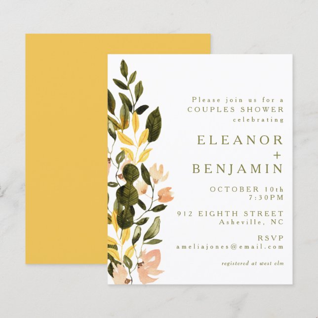 Budget Rustique Jaune Fête des mariées Florale Inv (Devant / Derrière)