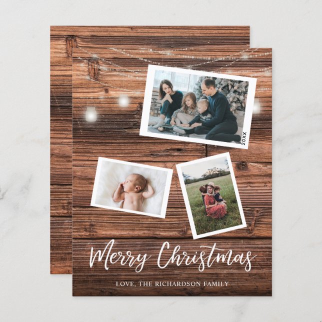 Budget Rustique lumières de Noël Multi Photo (Devant / Derrière)