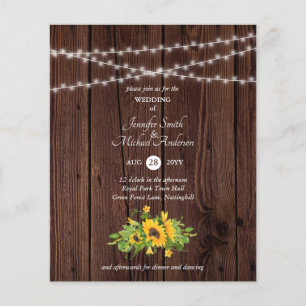Budget Rustique Mariage floral de tournesol en boi