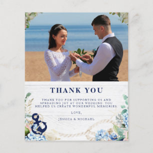 Budget Rustique Mariage nautique Carte de remercie