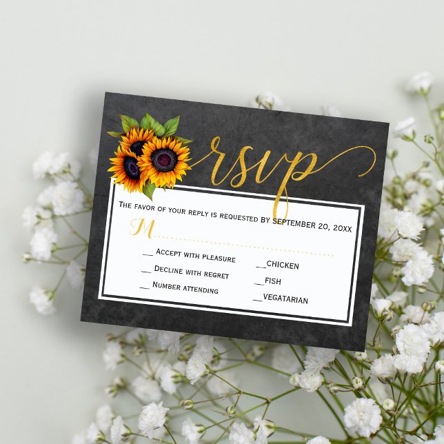 Budget rustique mariage tournesol carte rsvp (Créateur téléchargé)