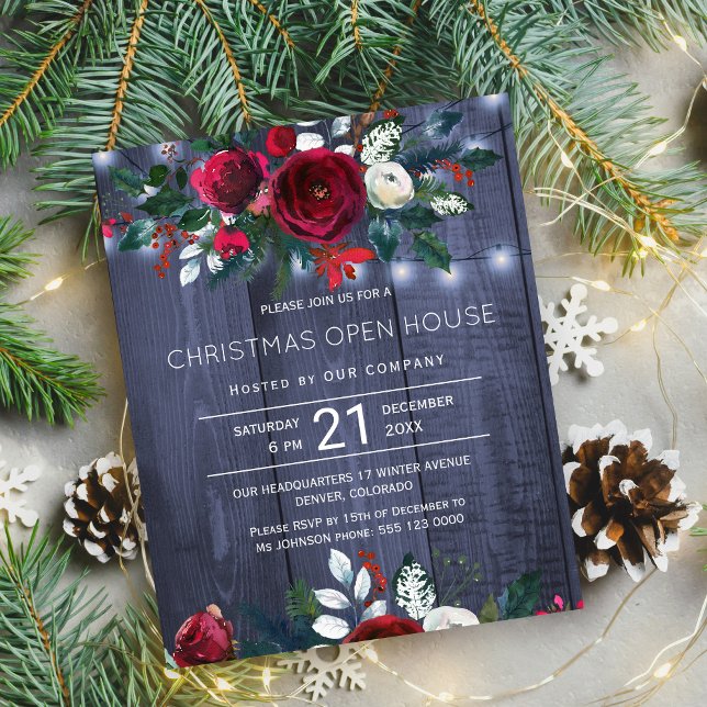 Budget rustique Noël Open House invitation (Créateur téléchargé)