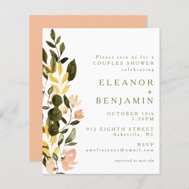 Budget Rustique Pêche Floral Fête des mariées Invi (Devant / Derrière)