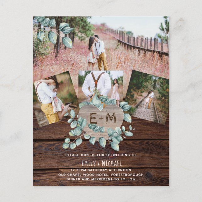 Budget Rustique Photo EUCALYPTUS Invitations de ma (Devant)