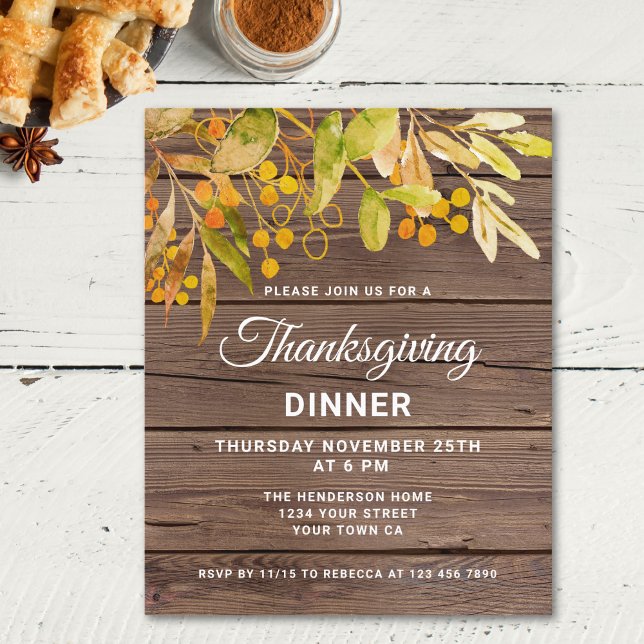Budget Rustique Thanksgiving Invitation (Créateur téléchargé)