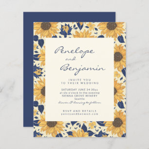 Budget Rustique Tournesol Jaune Bleu Mariage Invit