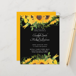 BUDGET Rustique Tournesol Thème Mariage Invitation