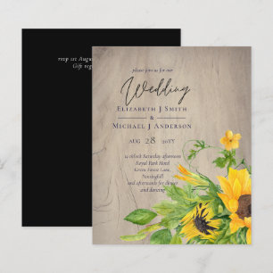 BUDGET Rustique Tournesol Woodland Mariage Invitat