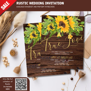 Budget Rustique Tournesols Bois Invitations de mar