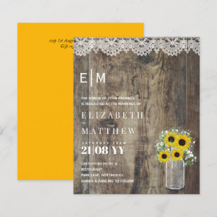 BUDGET Rustique Tournesols Gypsophila Mariage Invi