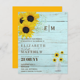 BUDGET Rustique Tournesols Gypsophila Mariage Invi