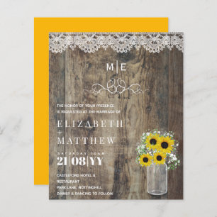BUDGET Rustique Tournesols Gypsophila Mariage Invi