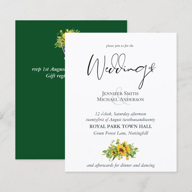Budget Rustique Tournesols Mariage Sud (Devant / Derrière)