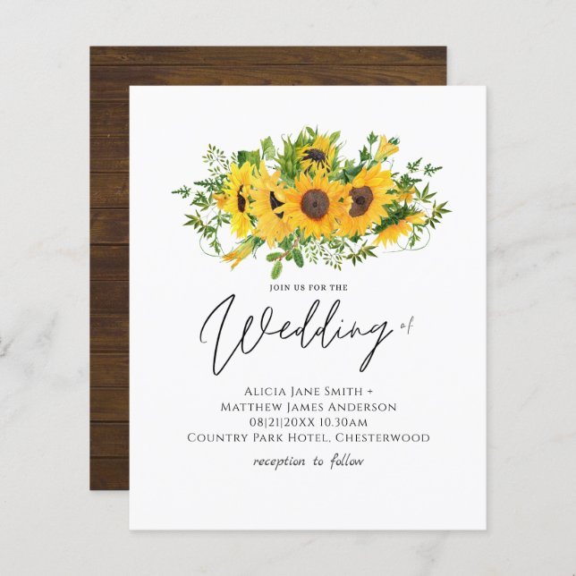 Budget Rustique Tournesols Mariage Sud (Devant / Derrière)