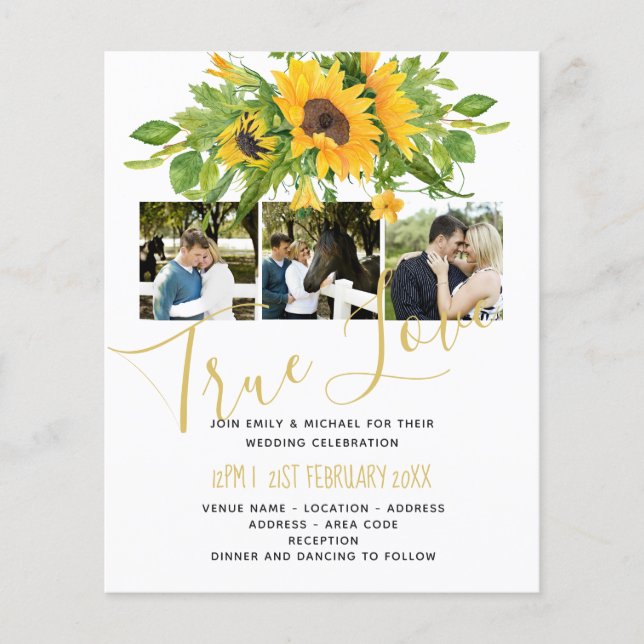 Budget Rustique Tournesols photo Invitations de ma (Devant)