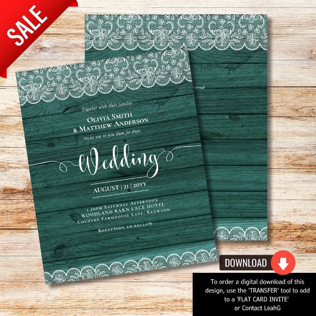 BUDGET Rustique Vert Mariage de dentelle blanche (Créateur téléchargé)