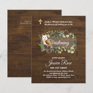 BUDGET Rustique Woodland Christening Invitation Ba