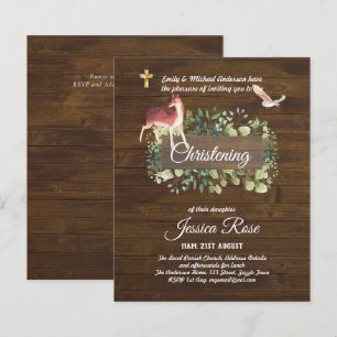BUDGET Rustique Woodland Christening Invitation Ba