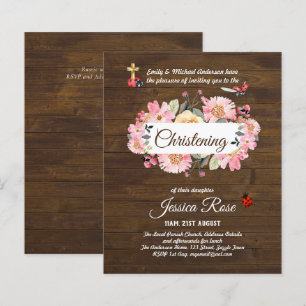 BUDGET Rustique Woodland Christening Invitation Ba