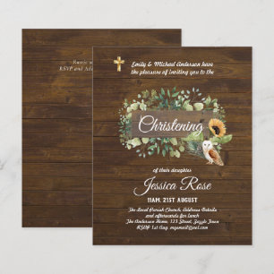 BUDGET Rustique Woodland Christening Invitation Ba