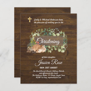 BUDGET Rustique Woodland Christening Invitation Ba