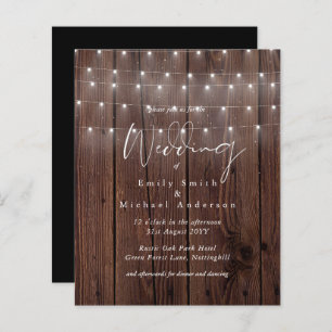 BUDGET Rustique Woodland Lumières Mariage Invite