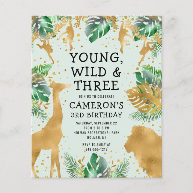 Budget Safari 3e anniversaire Pastel Invitation ve (Devant)