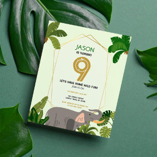 Budget Safari Animal Elephant Anniversaire Invitat