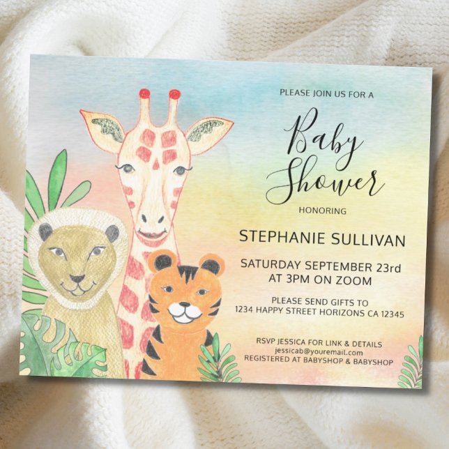 Budget Safari Animaux Baby shower Invitation (Créateur téléchargé)
