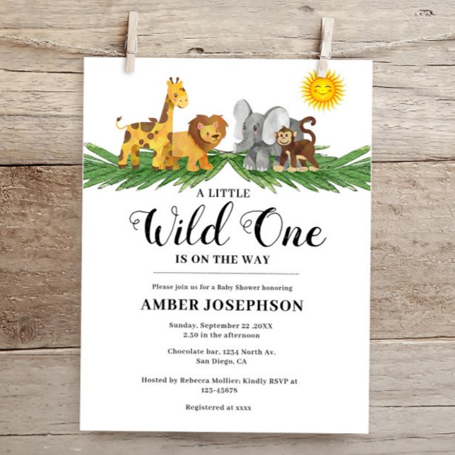 Budget Safari Animaux Wild Un Baby shower Invitati (Créateur téléchargé)
