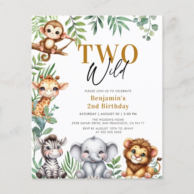 Budget Safari Deux animaux sauvages 2e Invitation  (Devant)