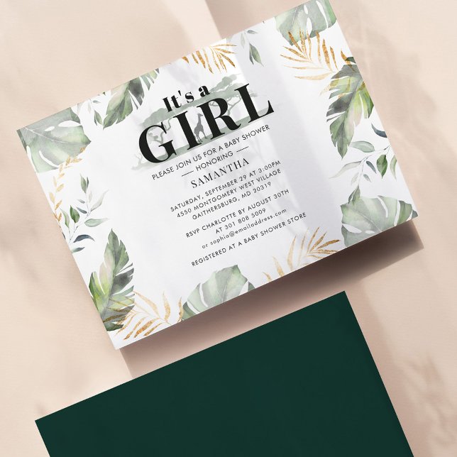 Budget Safari Giraffe Baby shower fille Invitation (Créateur téléchargé)