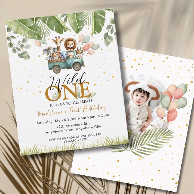 Budget Safari photo 1st Wild One First Birthday (Créateur téléchargé)