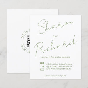 BUDGET Sage calligraphie verte QR code mariage