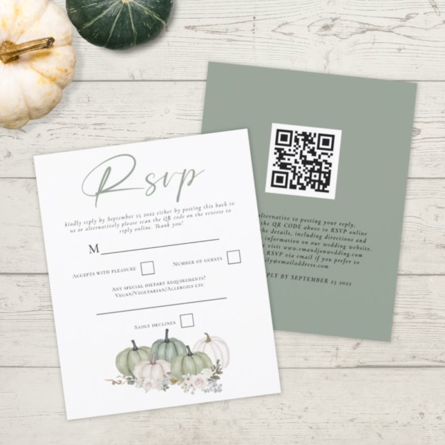 Budget Sage Citrouille QR Code Mariage RSVP (Créateur téléchargé)